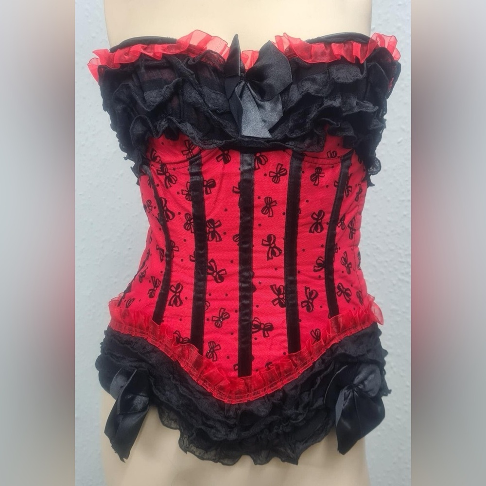 Red and Black Corset with Bow Pattern